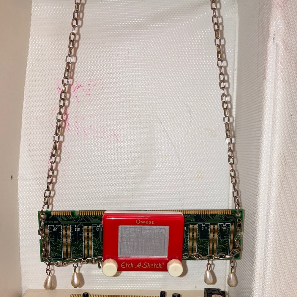 One of a kind Etch- A-Sketch Jewelry Set